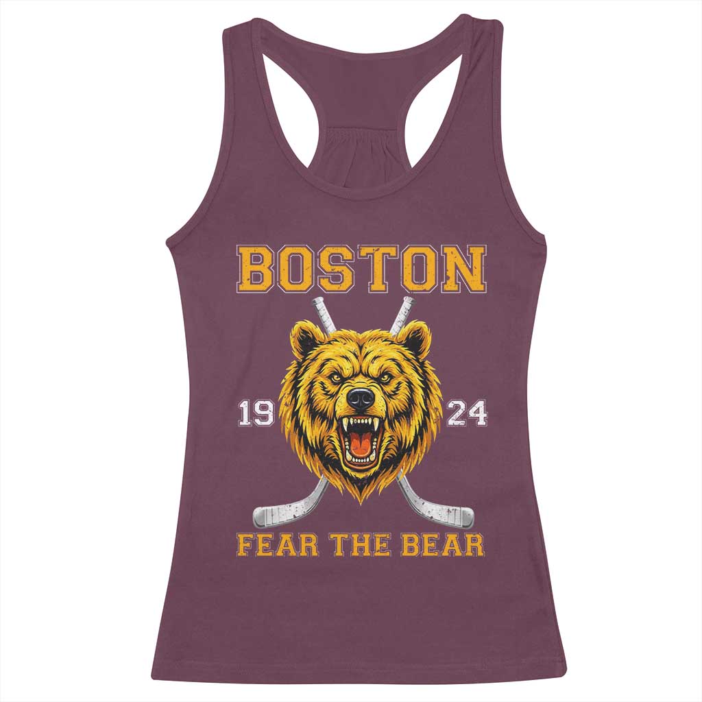 Boston Ice Hockey Racerback Tank Top Retro Vintage Fear The Bear