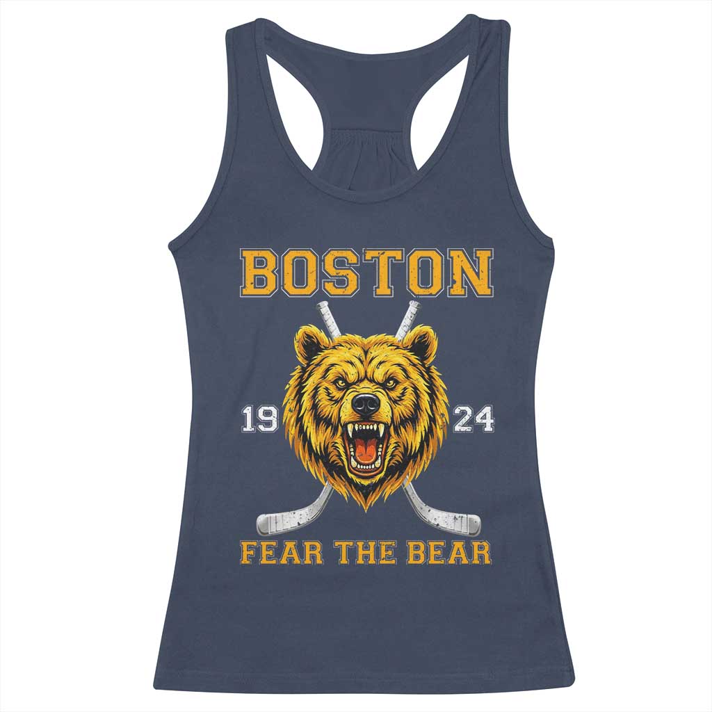 Boston Ice Hockey Racerback Tank Top Retro Vintage Fear The Bear