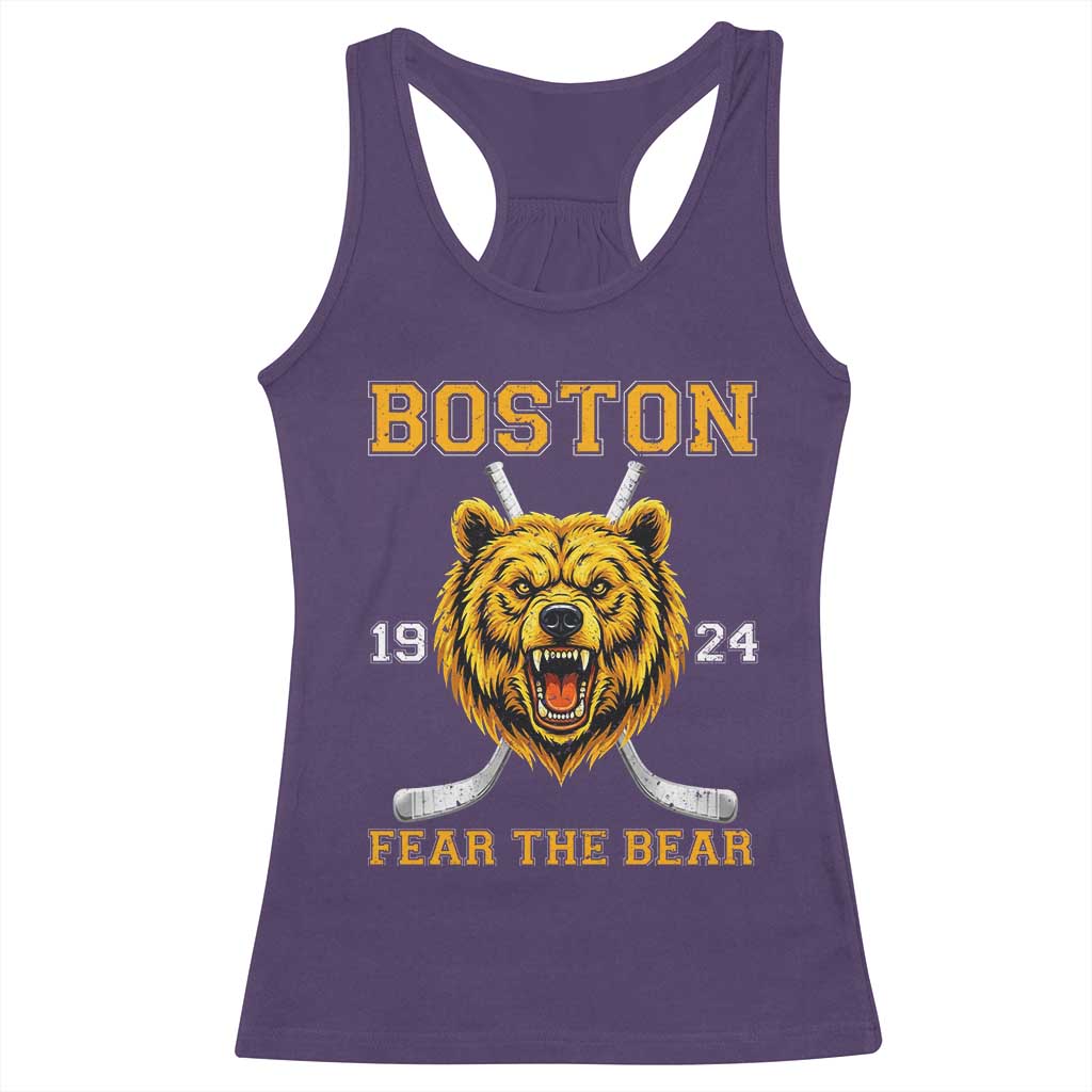 Boston Ice Hockey Racerback Tank Top Retro Vintage Fear The Bear
