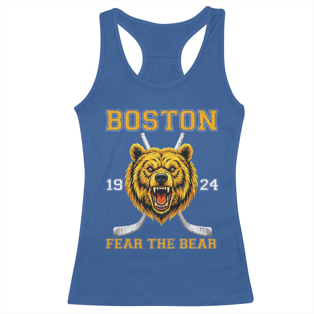 Boston Ice Hockey Racerback Tank Top Retro Vintage Fear The Bear