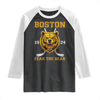 Boston Ice Hockey Raglan Shirt Retro Vintage Fear The Bear