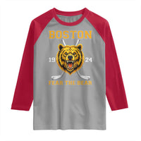 Boston Ice Hockey Raglan Shirt Retro Vintage Fear The Bear
