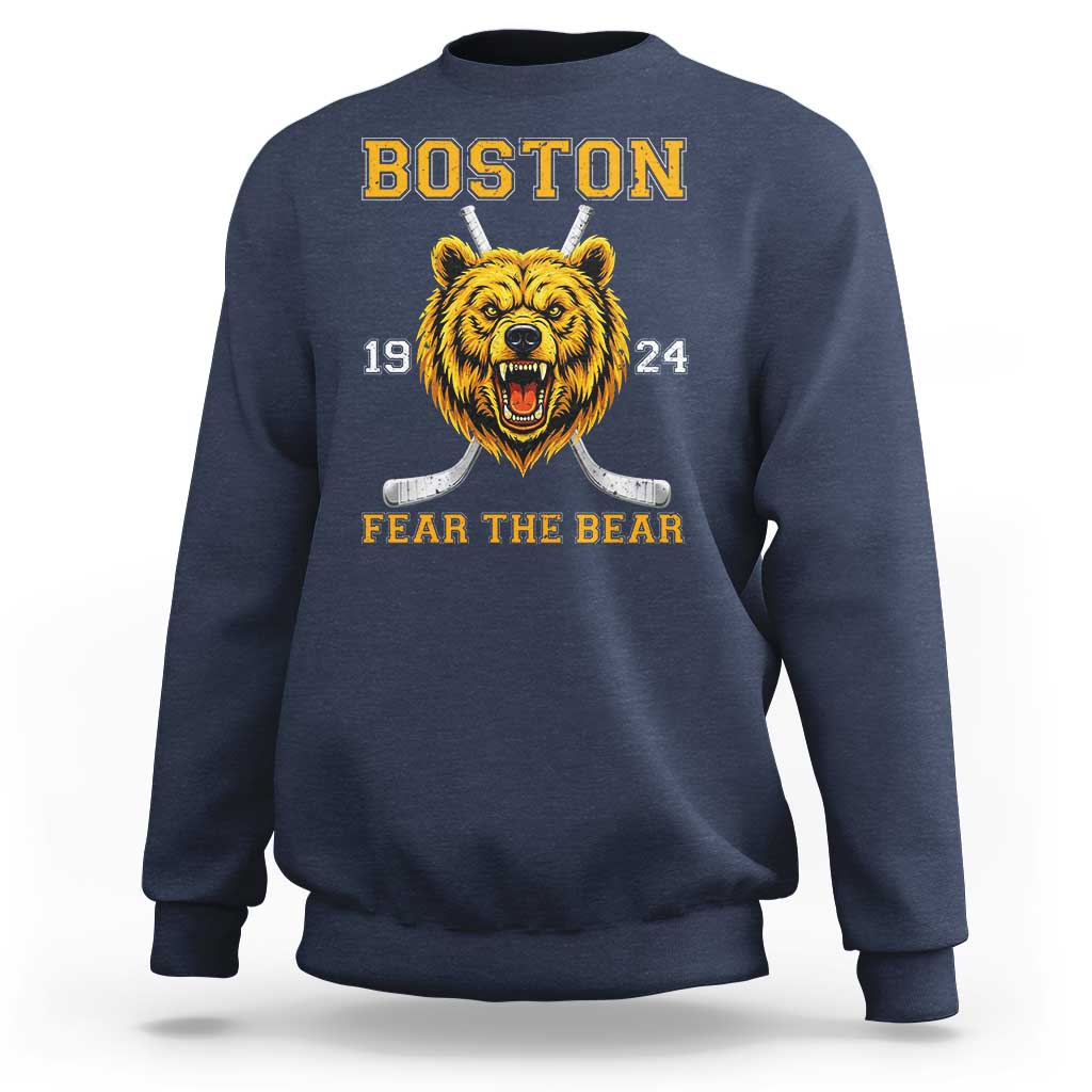 Boston Ice Hockey Sweatshirt Retro Vintage Fear The Bear