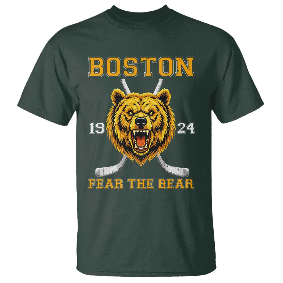 Boston Ice Hockey T Shirt Retro Vintage Fear The Bear