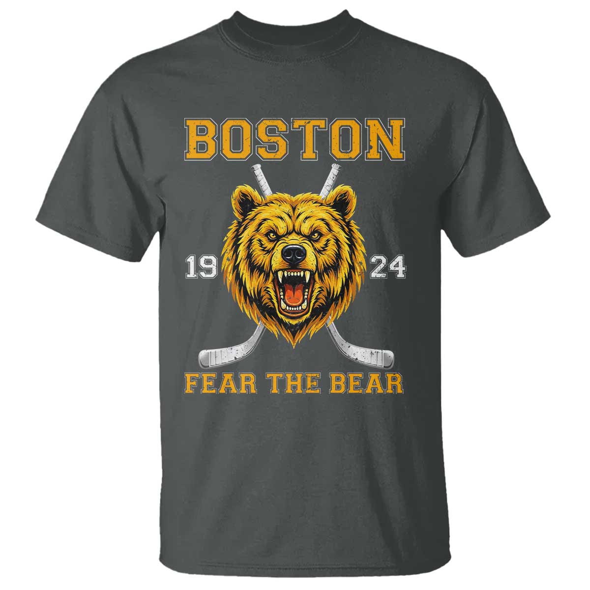 Boston Ice Hockey T Shirt Retro Vintage Fear The Bear