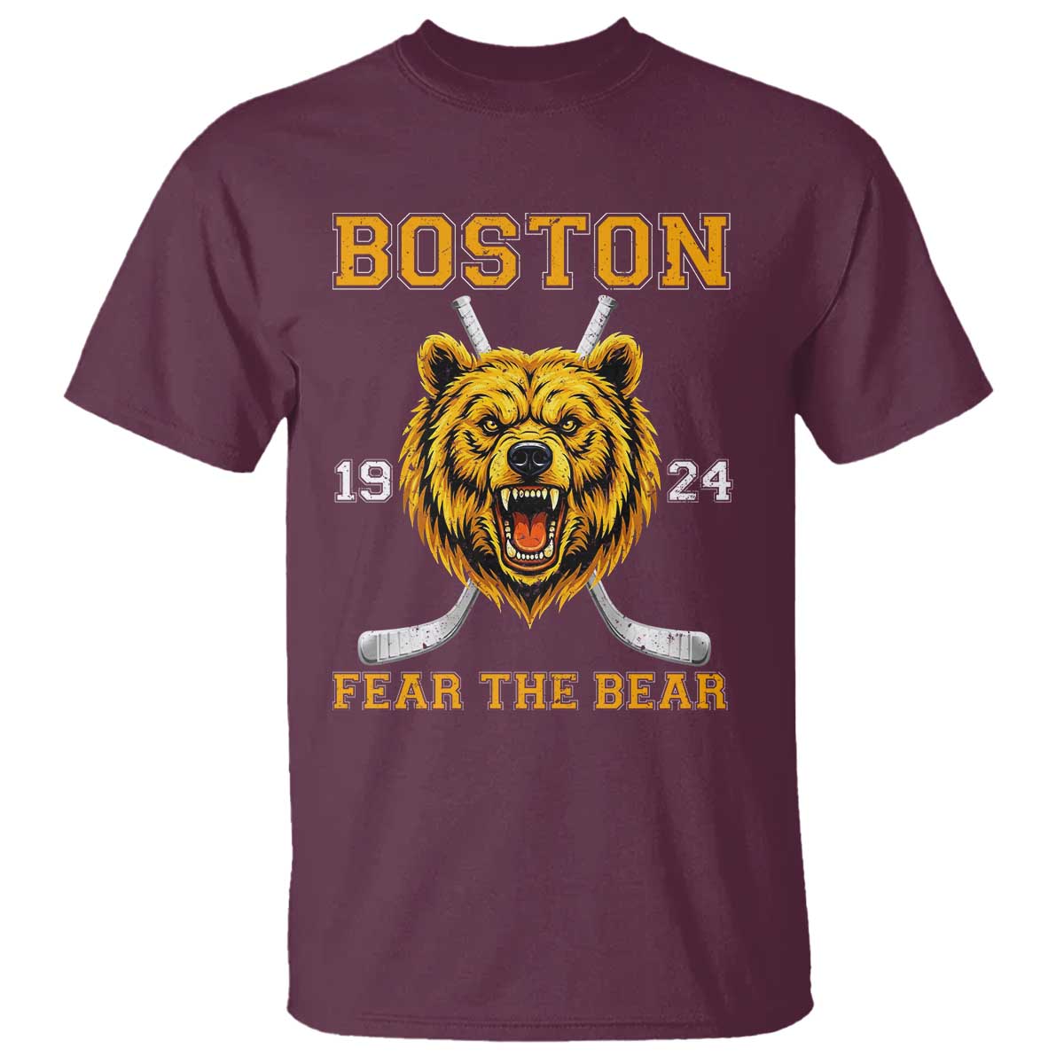 Boston Ice Hockey T Shirt Retro Vintage Fear The Bear