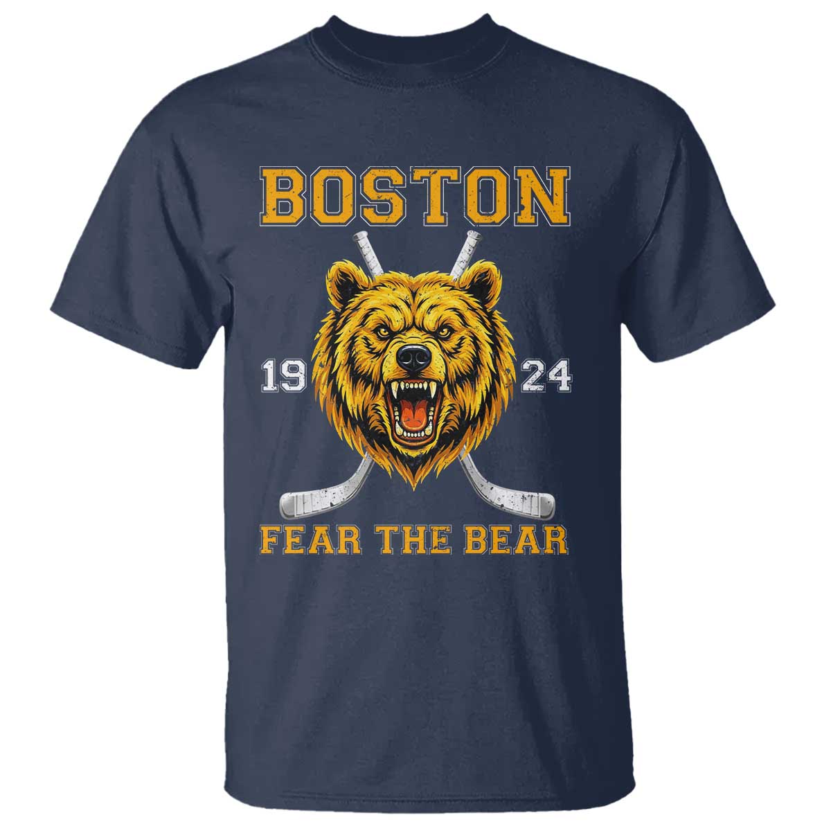 Boston Ice Hockey T Shirt Retro Vintage Fear The Bear