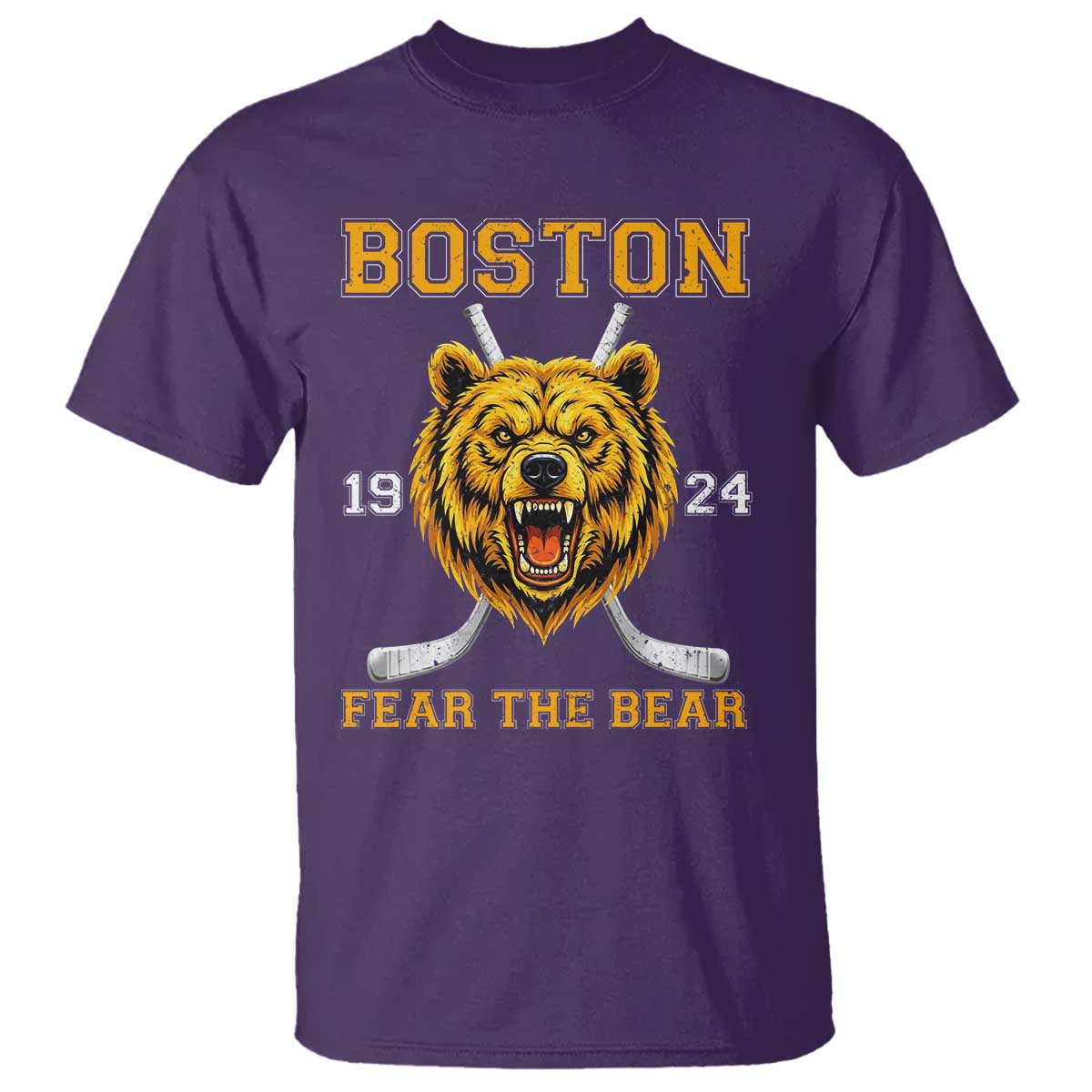 Boston Ice Hockey T Shirt Retro Vintage Fear The Bear