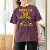 Boston Ice Hockey T Shirt For Women Retro Vintage Fear The Bear