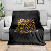 Boston Ice Hockey Throw Blanket Retro Fear The Bear Funny Sarcastic Saying