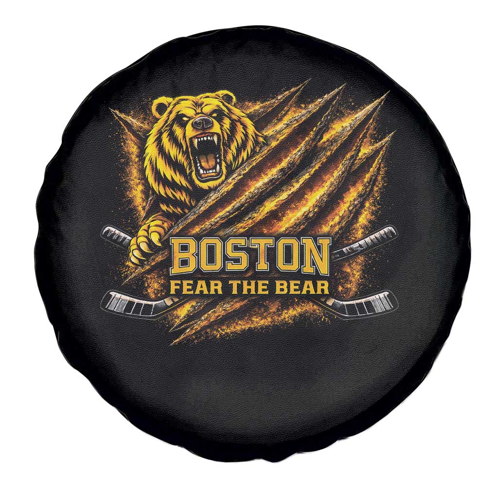 Boston Ice Hockey Spare Tire Cover Retro Fear The Bear Funny Sarcastic Saying