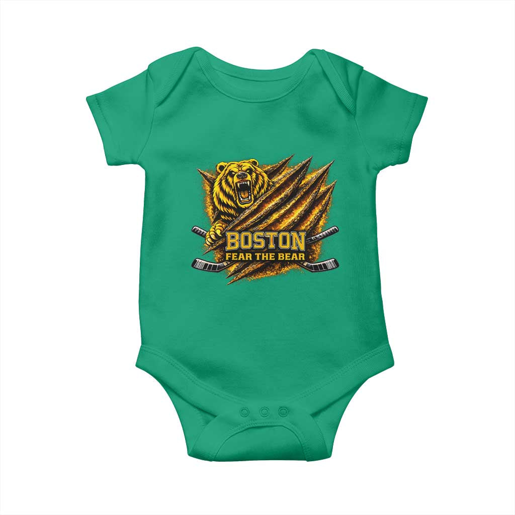 Boston Ice Hockey Baby Onesie Retro Fear The Bear Funny Sarcastic Saying