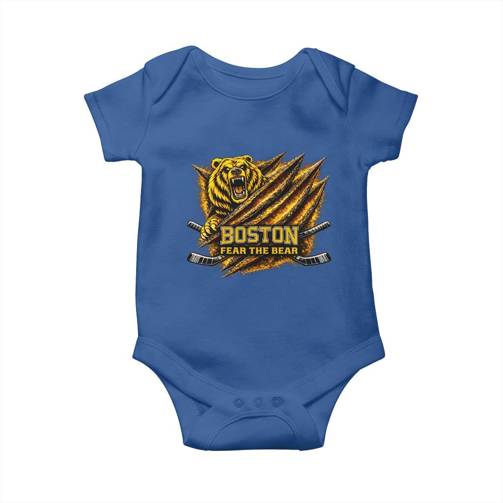 Boston Ice Hockey Baby Onesie Retro Fear The Bear Funny Sarcastic Saying