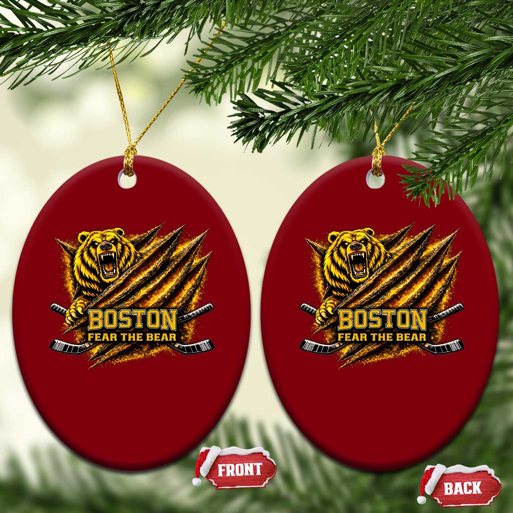 Boston Ice Hockey Ceramic Ornament Retro Fear The Bear Funny Sarcastic Saying
