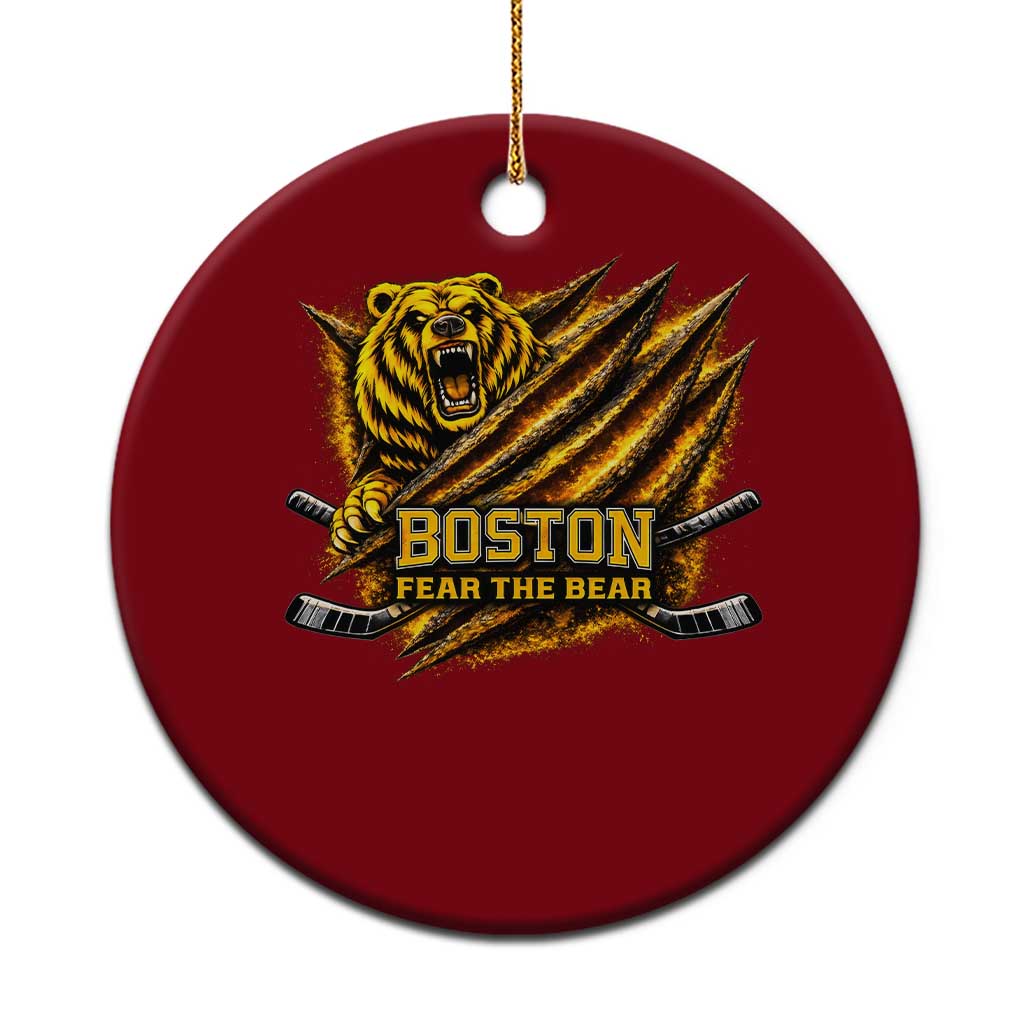 Boston Ice Hockey Ceramic Ornament Retro Fear The Bear Funny Sarcastic Saying