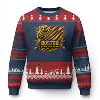 Boston Ice Hockey Ugly Christmas Sweater Retro Fear The Bear Funny Sarcastic Saying
