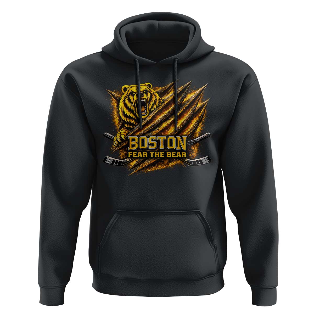 Boston Ice Hockey Hoodie Retro Fear The Bear Funny Sarcastic Saying