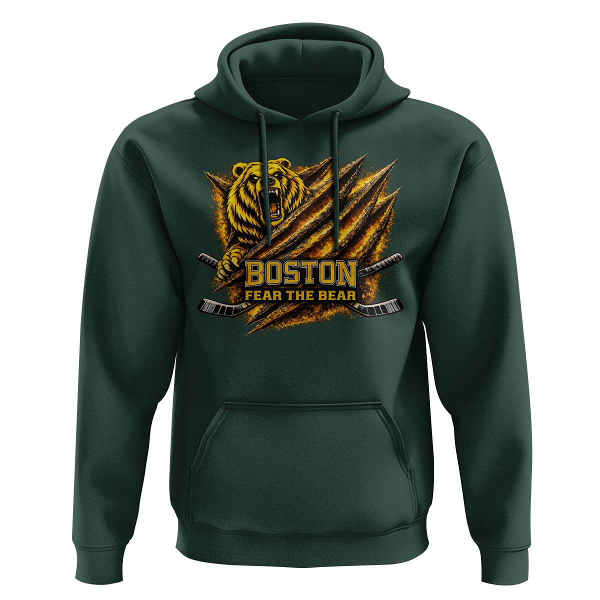 Boston Ice Hockey Hoodie Retro Fear The Bear Funny Sarcastic Saying