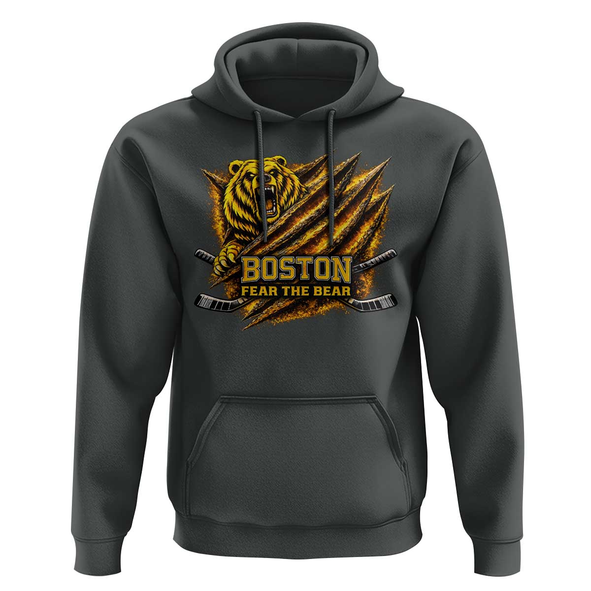 Boston Ice Hockey Hoodie Retro Fear The Bear Funny Sarcastic Saying