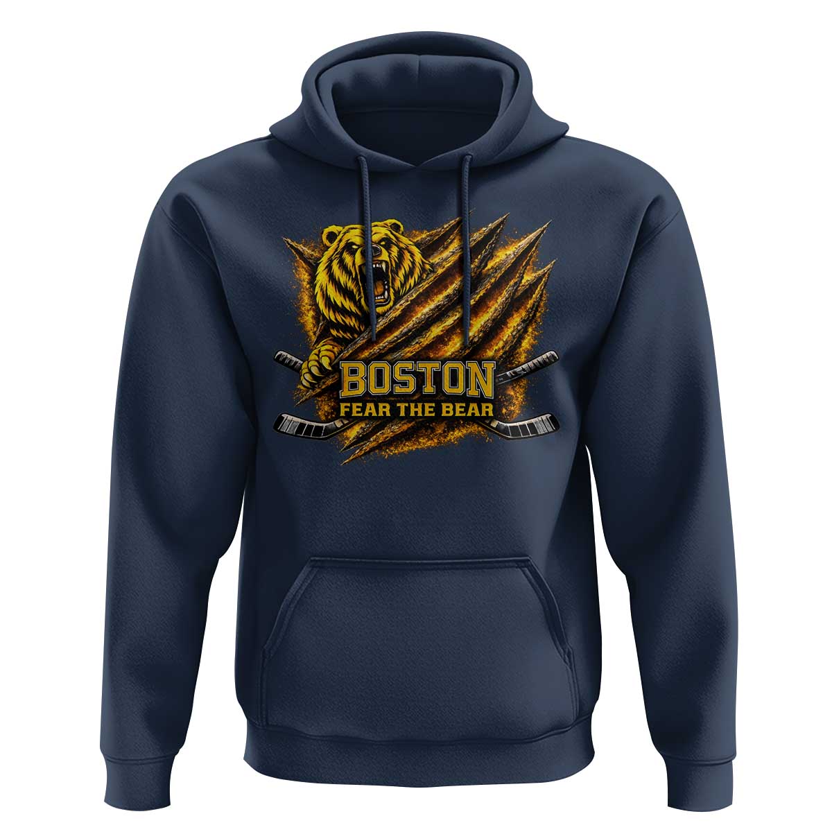 Boston Ice Hockey Hoodie Retro Fear The Bear Funny Sarcastic Saying