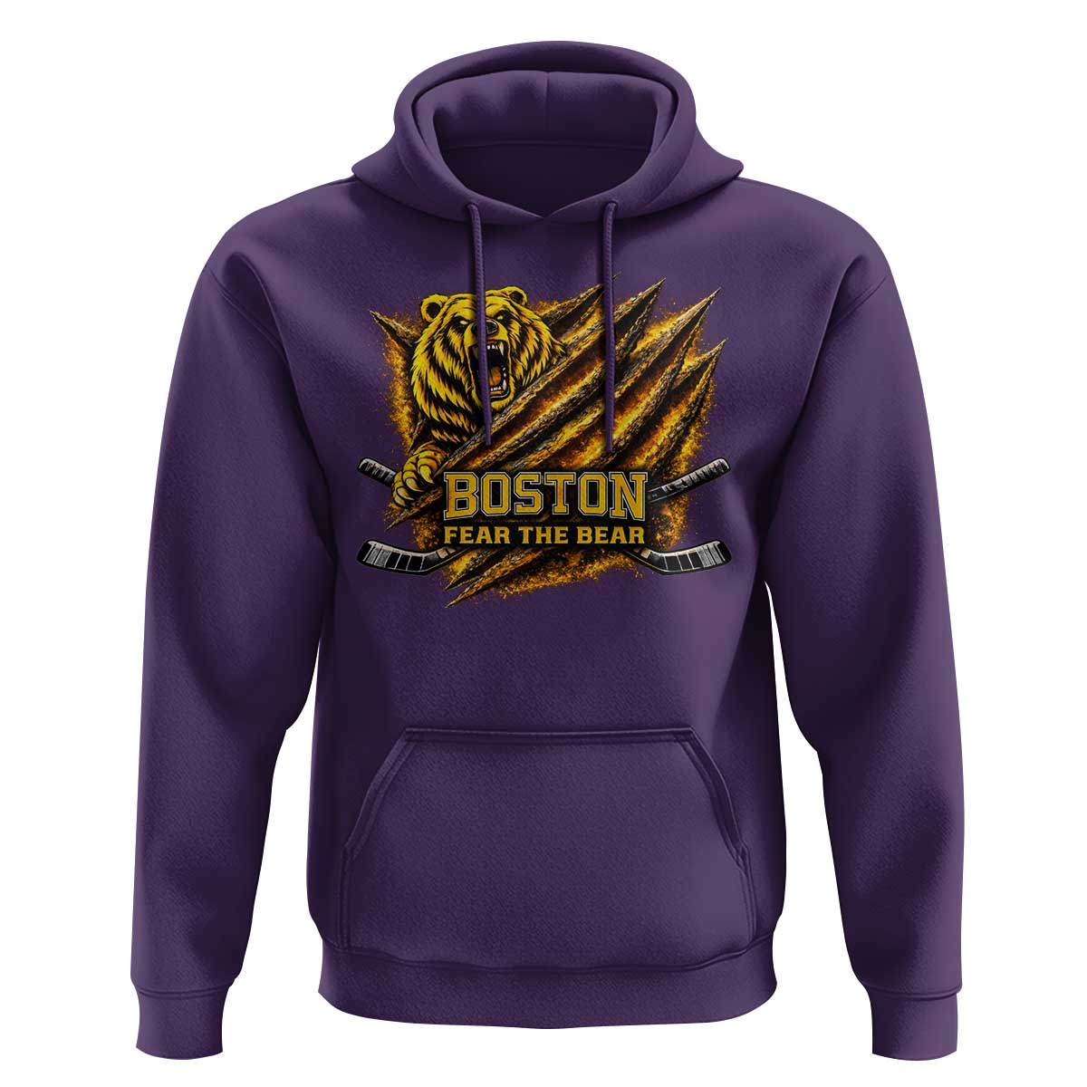 Boston Ice Hockey Hoodie Retro Fear The Bear Funny Sarcastic Saying