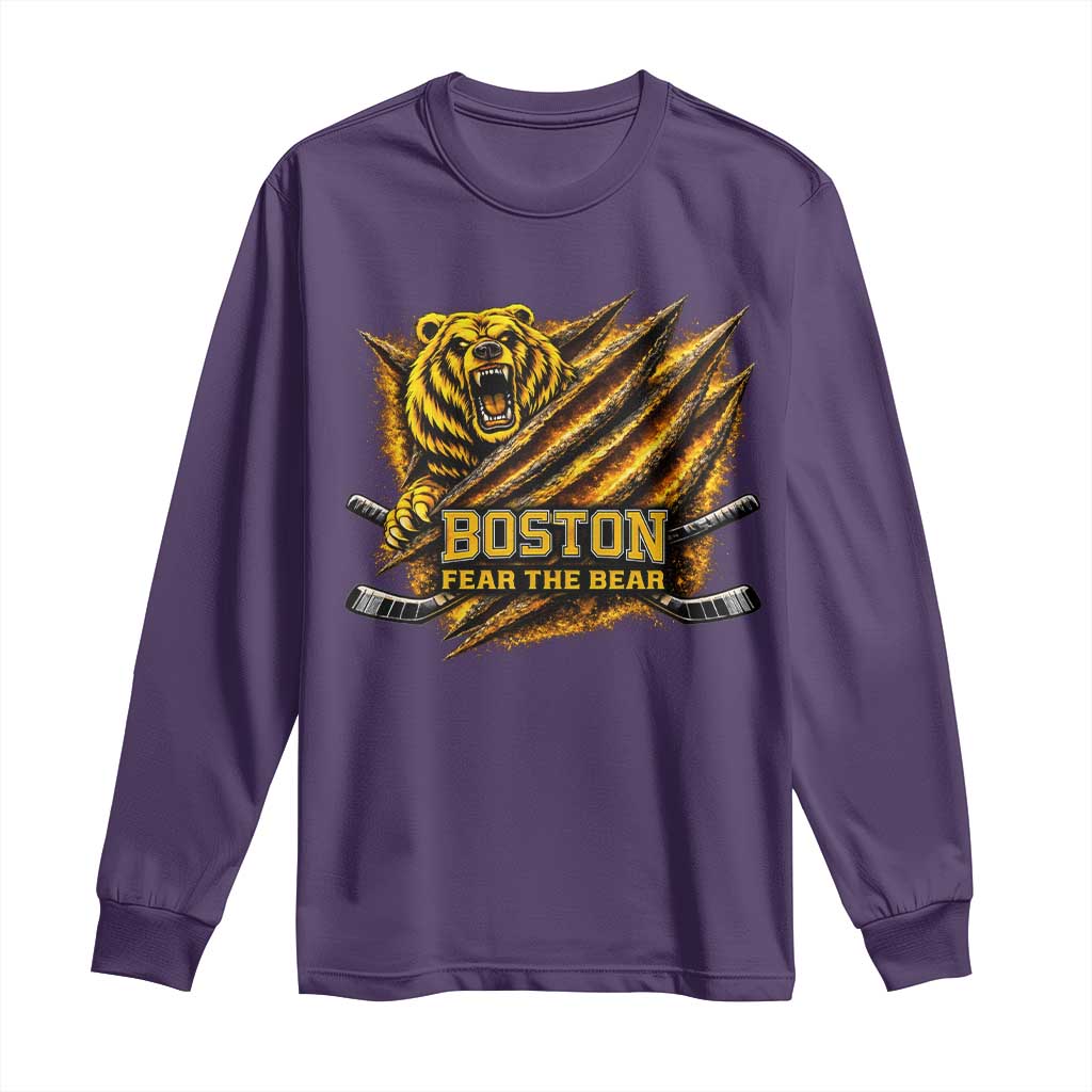 Boston Ice Hockey Long Sleeve Shirt Retro Fear The Bear Funny Sarcastic Saying