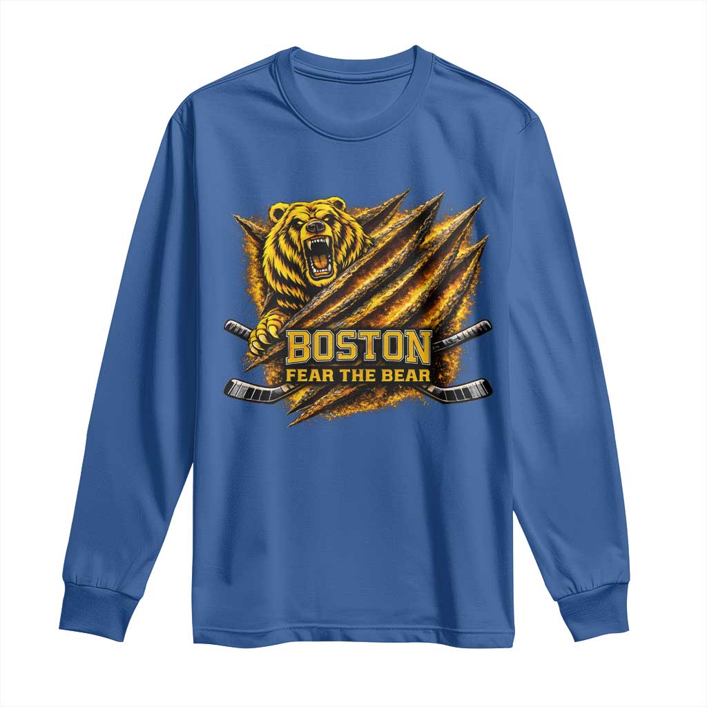 Boston Ice Hockey Long Sleeve Shirt Retro Fear The Bear Funny Sarcastic Saying