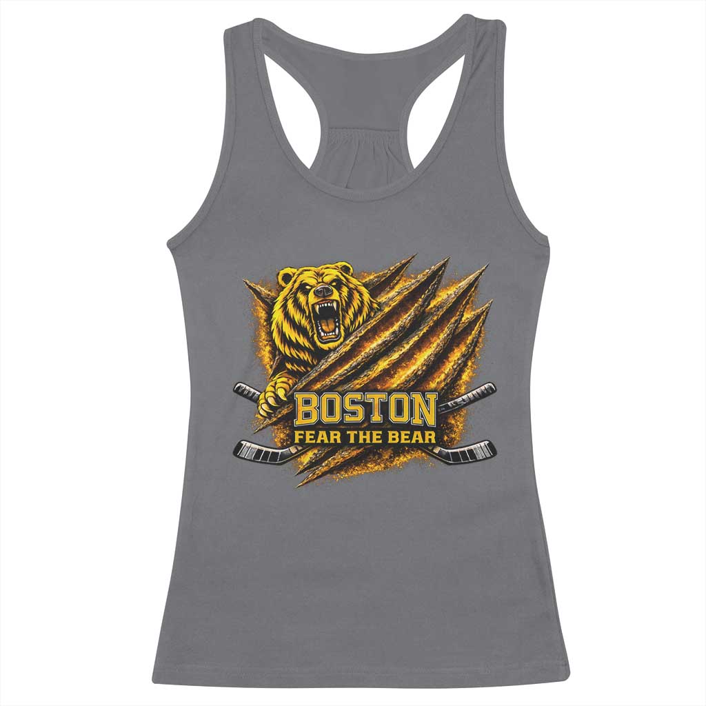 Boston Ice Hockey Racerback Tank Top Retro Fear The Bear Funny Sarcastic Saying