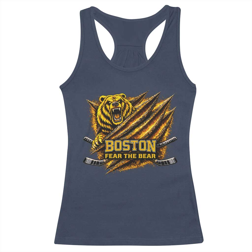 Boston Ice Hockey Racerback Tank Top Retro Fear The Bear Funny Sarcastic Saying