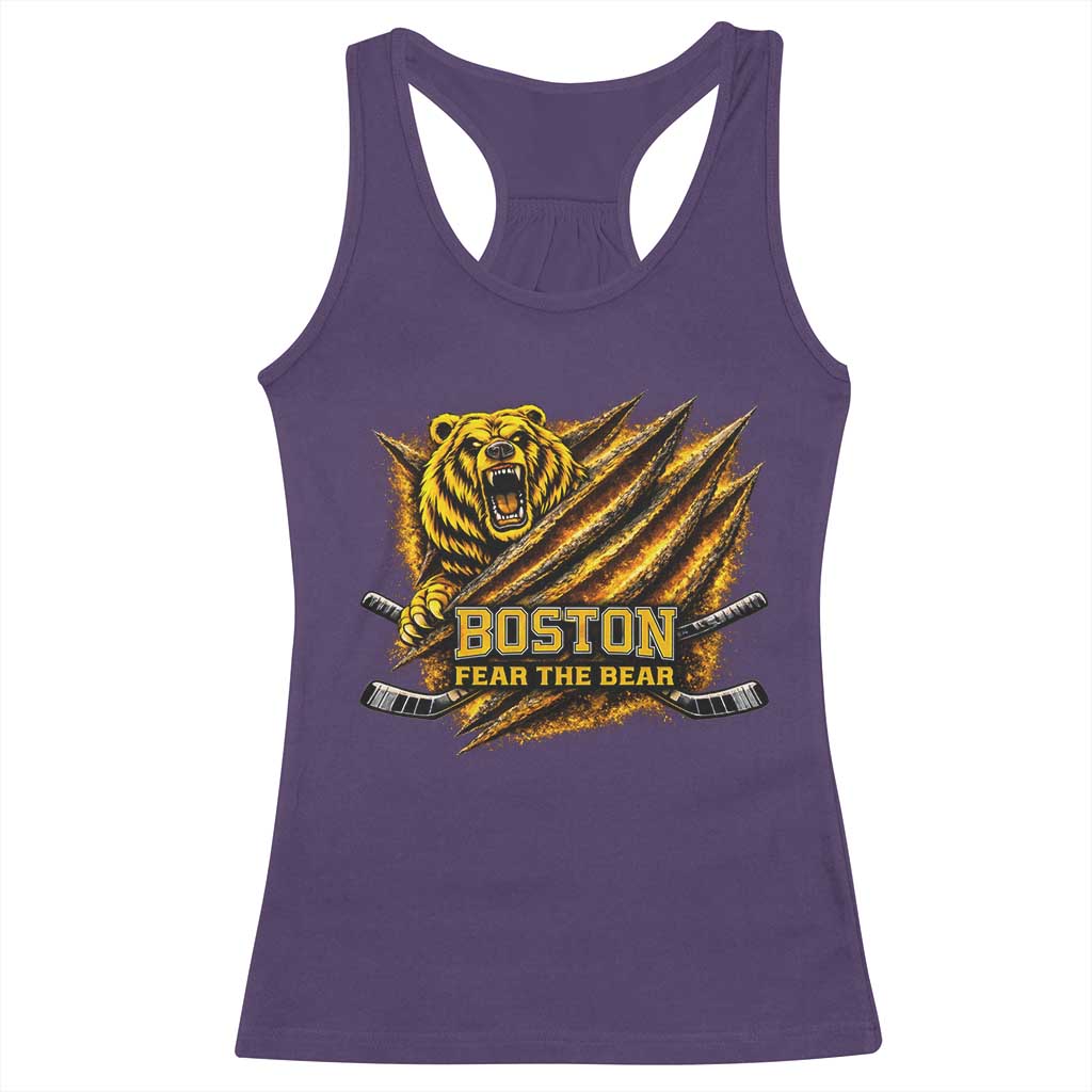 Boston Ice Hockey Racerback Tank Top Retro Fear The Bear Funny Sarcastic Saying