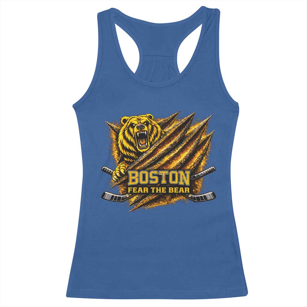 Boston Ice Hockey Racerback Tank Top Retro Fear The Bear Funny Sarcastic Saying
