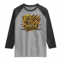 Boston Ice Hockey Raglan Shirt Retro Fear The Bear Funny Sarcastic Saying