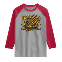Boston Ice Hockey Raglan Shirt Retro Fear The Bear Funny Sarcastic Saying