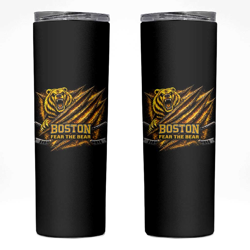 Boston Ice Hockey Skinny Tumbler Retro Fear The Bear Funny Sarcastic Saying