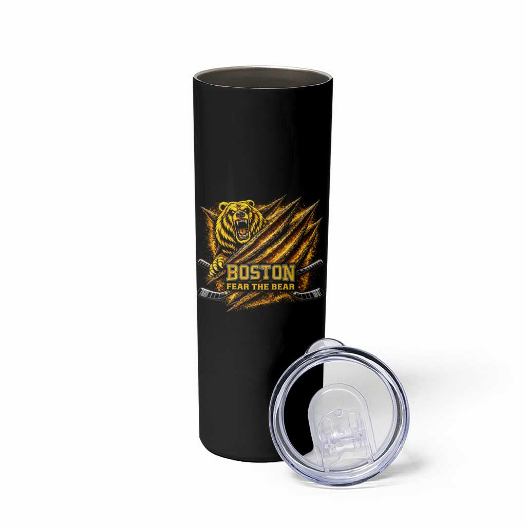 Boston Ice Hockey Skinny Tumbler Retro Fear The Bear Funny Sarcastic Saying