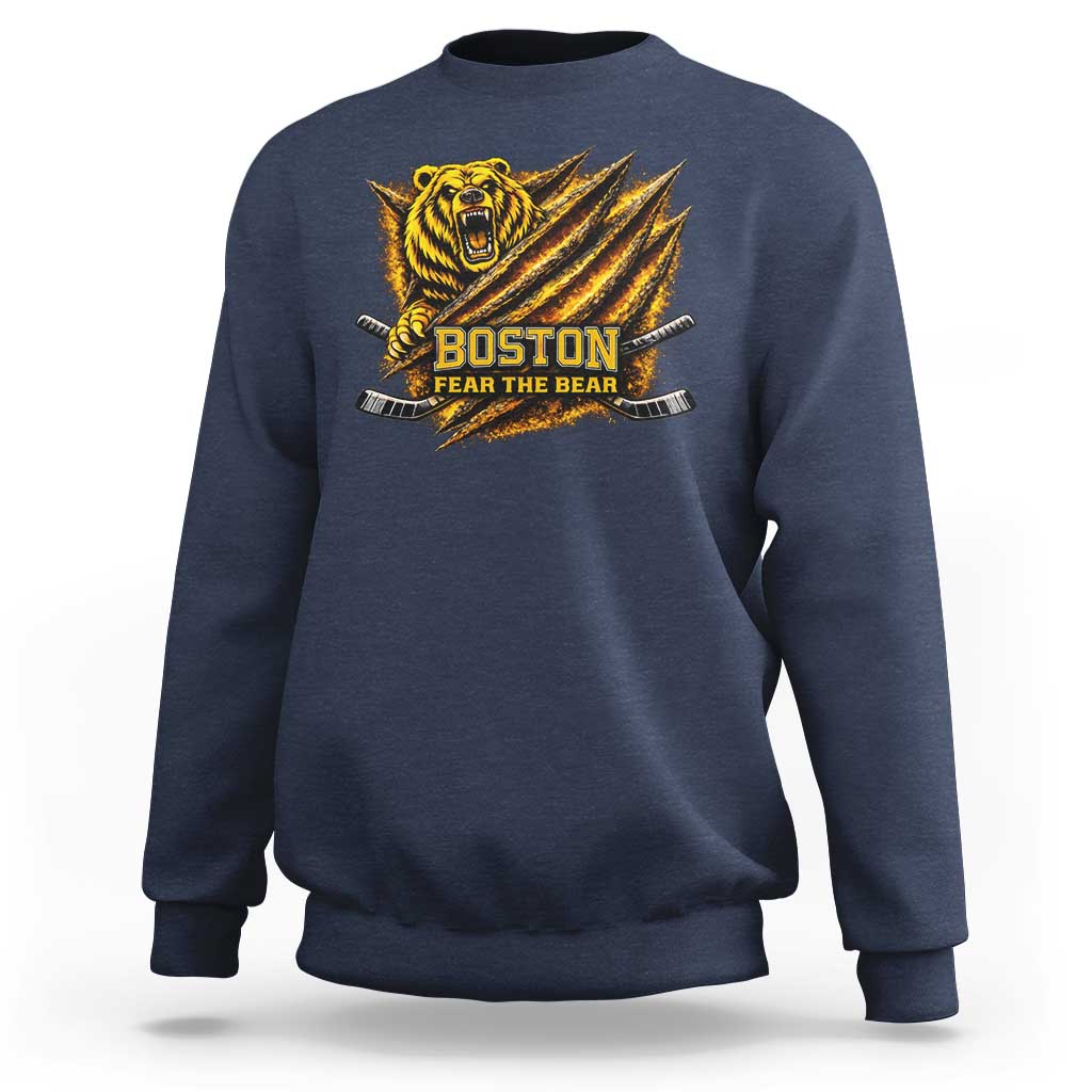 Boston Ice Hockey Sweatshirt Retro Fear The Bear Funny Sarcastic Saying
