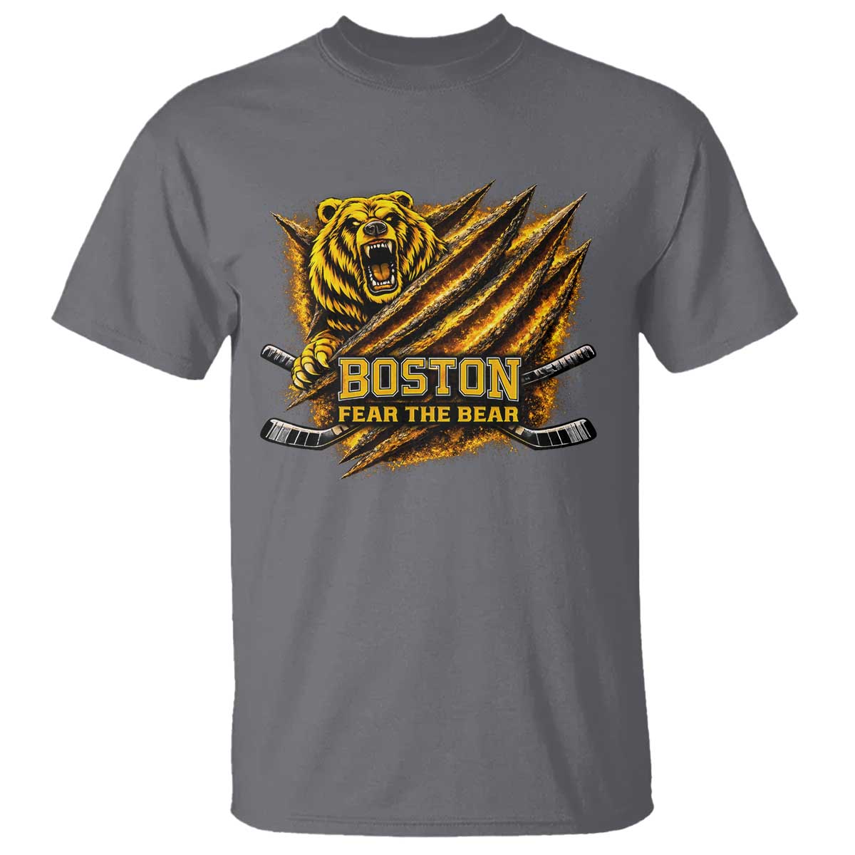 Boston Ice Hockey T Shirt Retro Fear The Bear Funny Sarcastic Saying