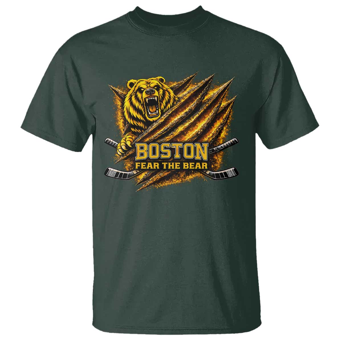 Boston Ice Hockey T Shirt Retro Fear The Bear Funny Sarcastic Saying