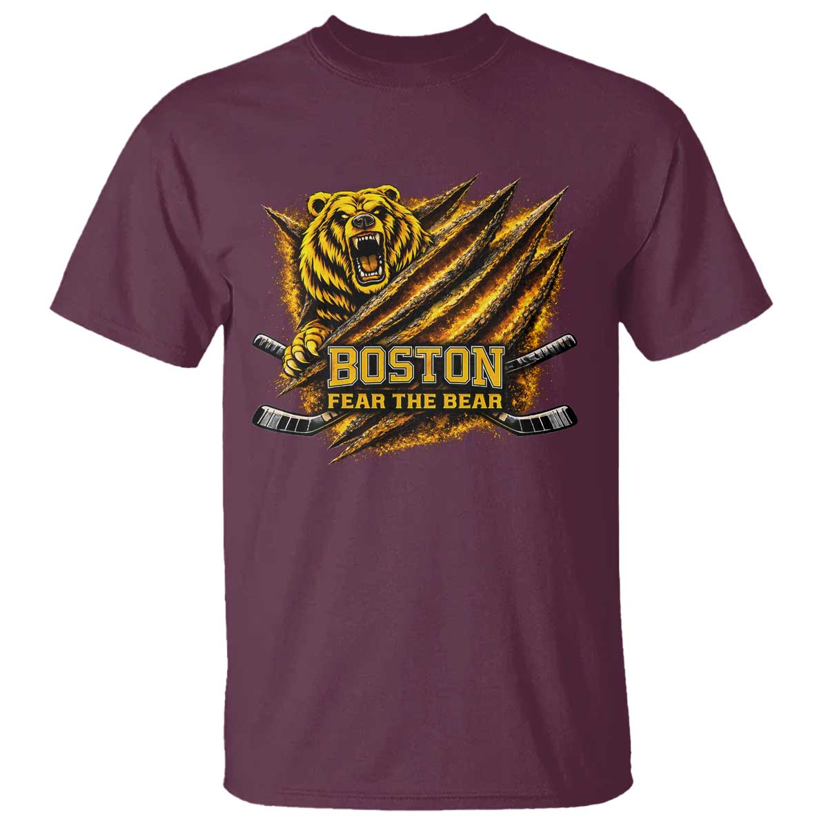 Boston Ice Hockey T Shirt Retro Fear The Bear Funny Sarcastic Saying
