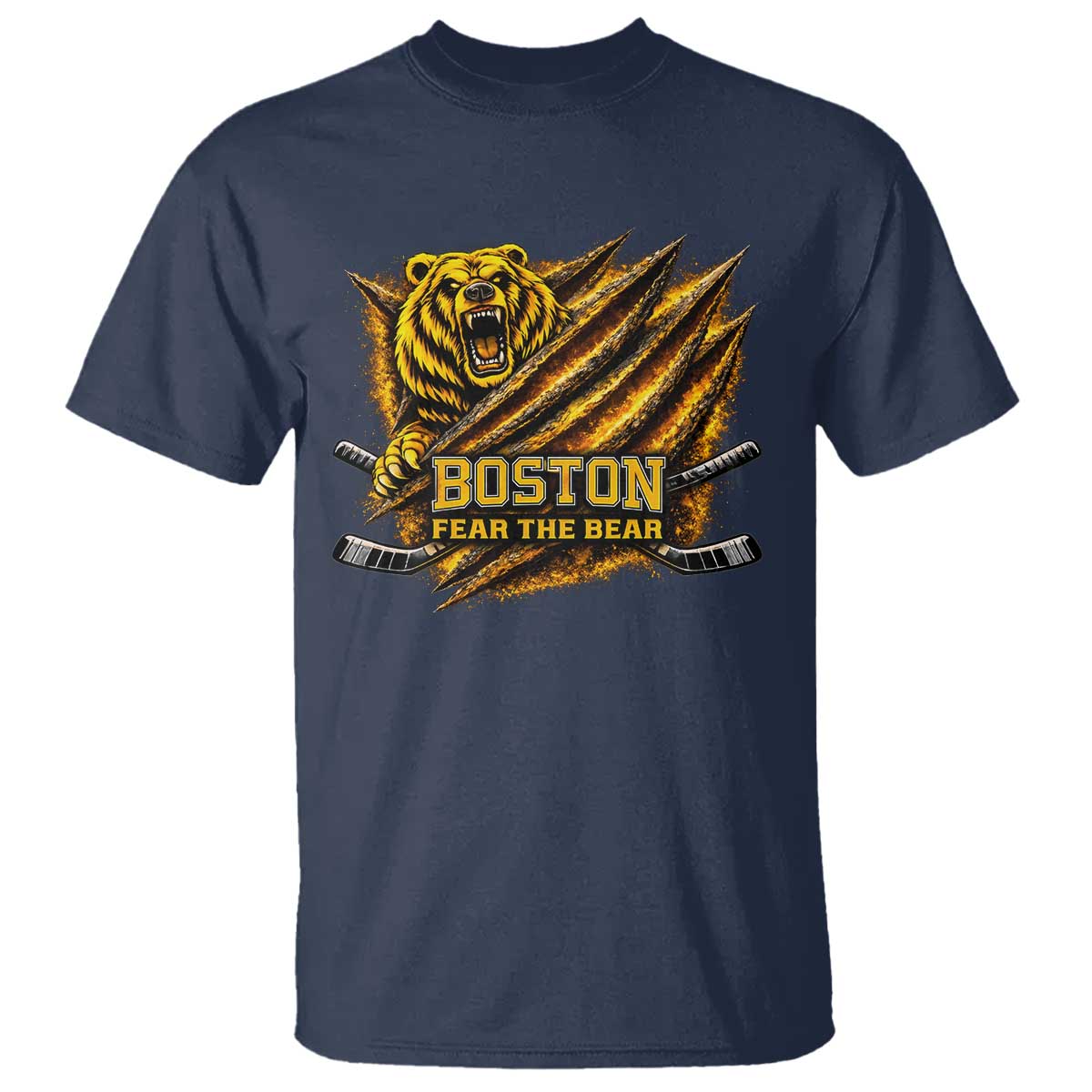 Boston Ice Hockey T Shirt Retro Fear The Bear Funny Sarcastic Saying