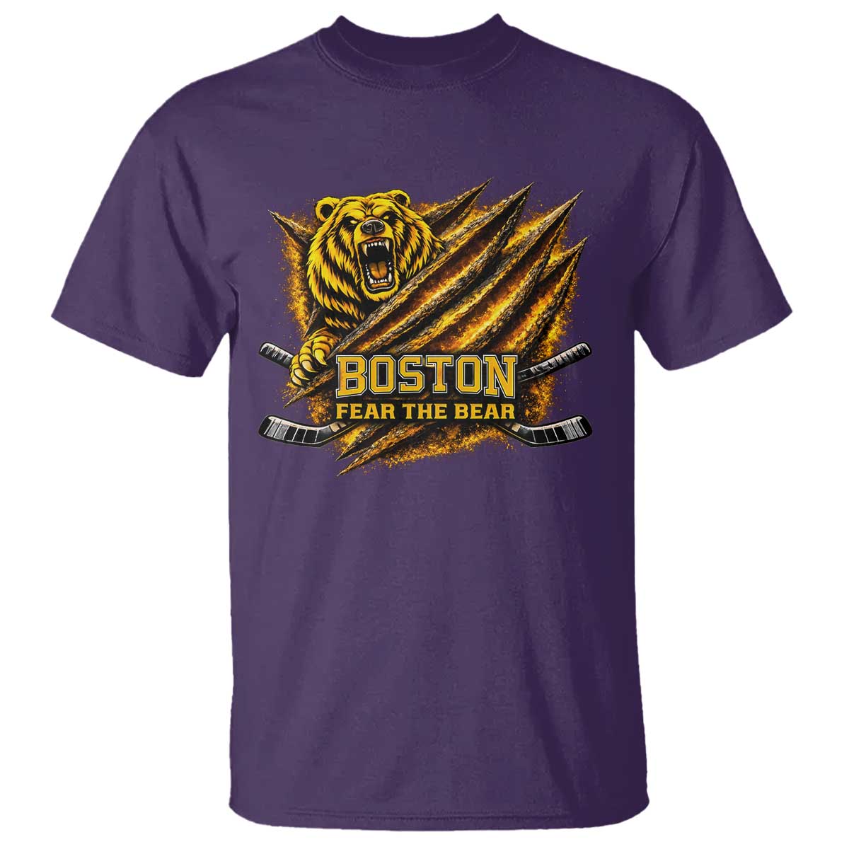 Boston Ice Hockey T Shirt Retro Fear The Bear Funny Sarcastic Saying
