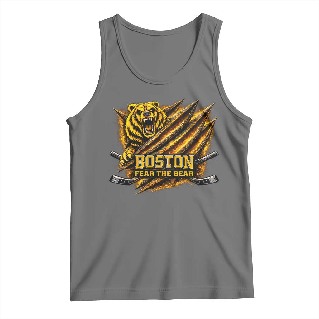 Boston Ice Hockey Tank Top Retro Fear The Bear Funny Sarcastic Saying