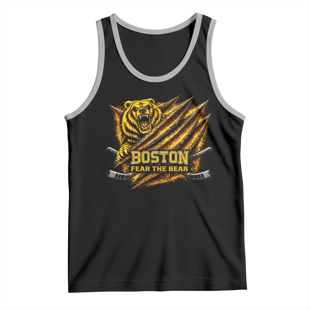 Boston Ice Hockey Tank Top Retro Fear The Bear Funny Sarcastic Saying