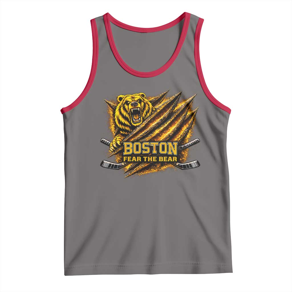 Boston Ice Hockey Tank Top Retro Fear The Bear Funny Sarcastic Saying