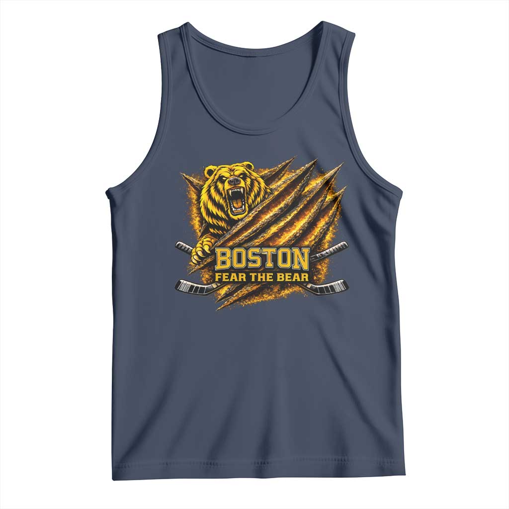 Boston Ice Hockey Tank Top Retro Fear The Bear Funny Sarcastic Saying