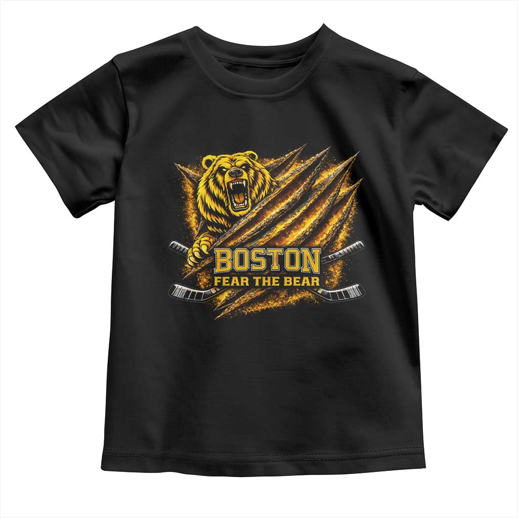 Boston Ice Hockey Toddler T Shirt Retro Fear The Bear Funny Sarcastic Saying