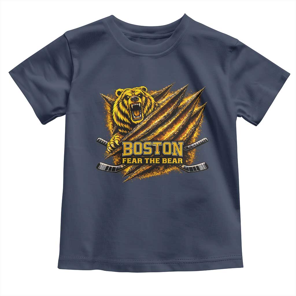 Boston Ice Hockey Toddler T Shirt Retro Fear The Bear Funny Sarcastic Saying