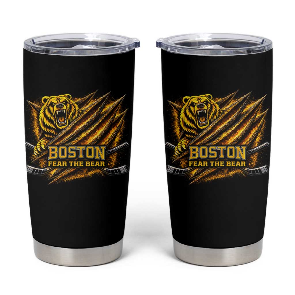 Boston Ice Hockey Tumbler Cup Retro Fear The Bear Funny Sarcastic Saying