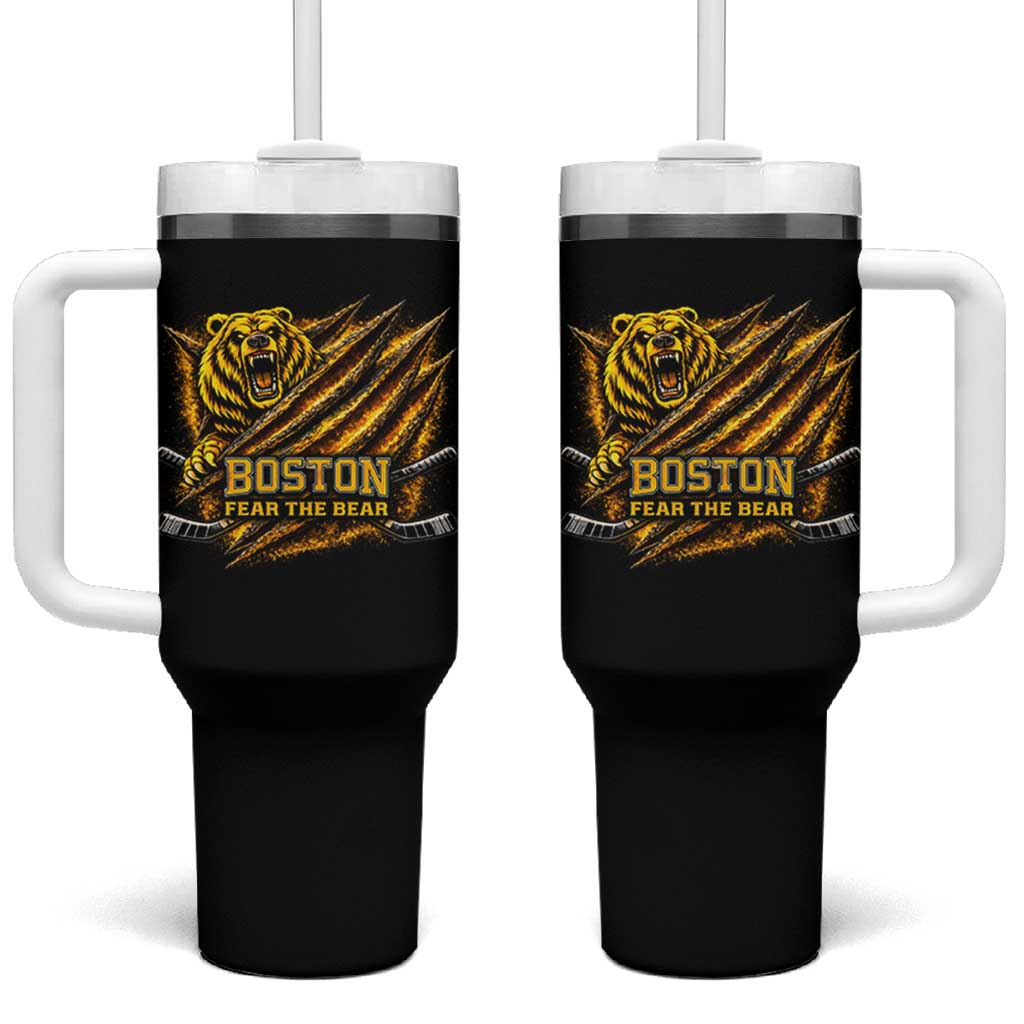 Boston Ice Hockey Tumbler With Handle Retro Fear The Bear Funny Sarcastic Saying
