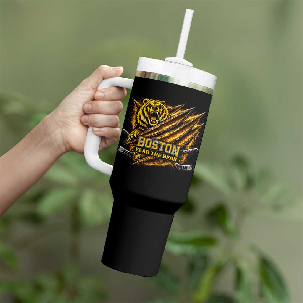 Boston Ice Hockey Tumbler With Handle Retro Fear The Bear Funny Sarcastic Saying